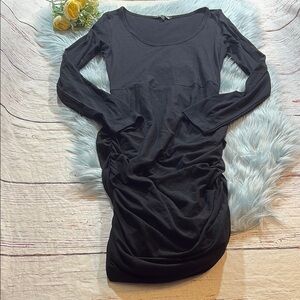 Express Black Ruched Side Long Sleeve Dress sz M